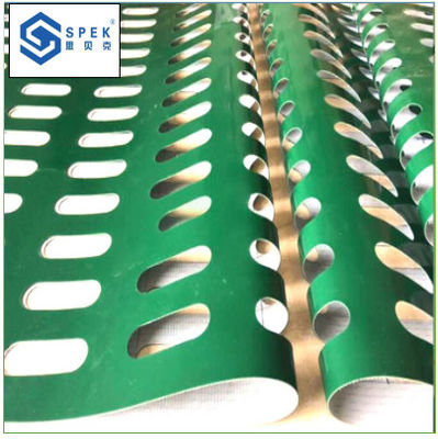 De witte blauwe groene Geperforeerde transportband van pvc Pu van de transportbanddouane punchiing