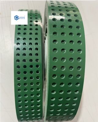 PVC Transportband met op maat gemaakte gaten, groene kleur